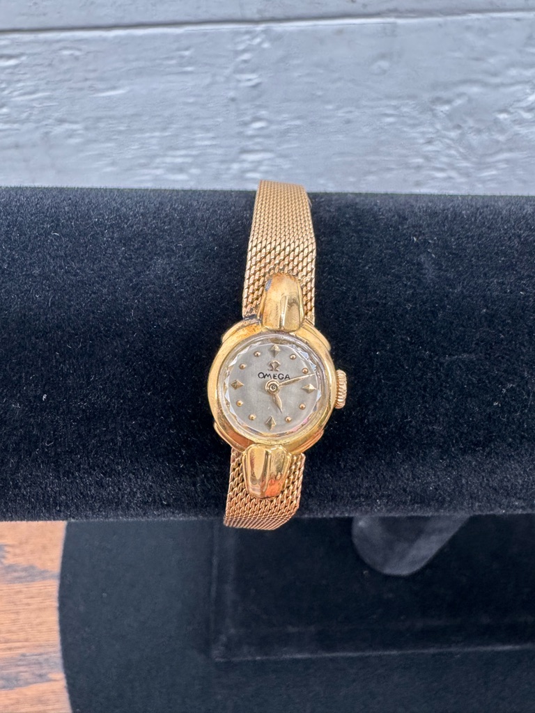 Omega Gold Mesh 18k Solid Gold Bracelet Ladies Watch